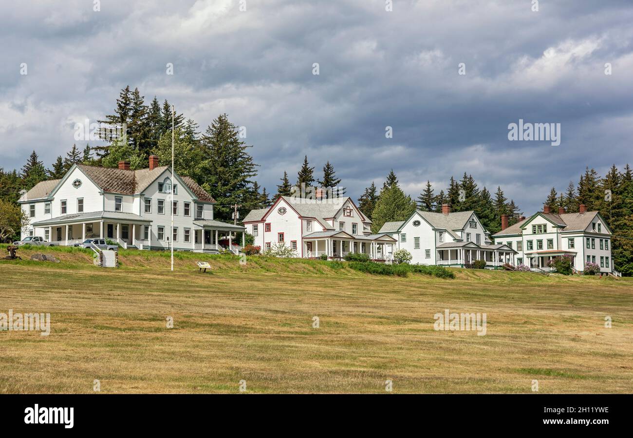 Stati Uniti, Alaska, Haines, Fort William H. Seward National Historic Landmark, ex officers' Row, condomini per affitti vacanze Foto Stock
