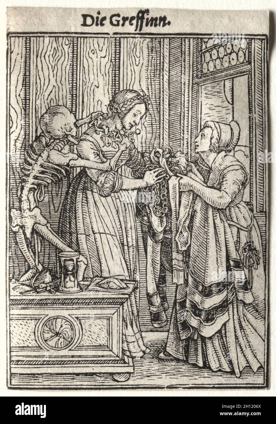 Danza della morte: La contessa, c.. 1526. Hans Holbein (tedesco, 1497/98-1543). Taglio del legno; Foto Stock