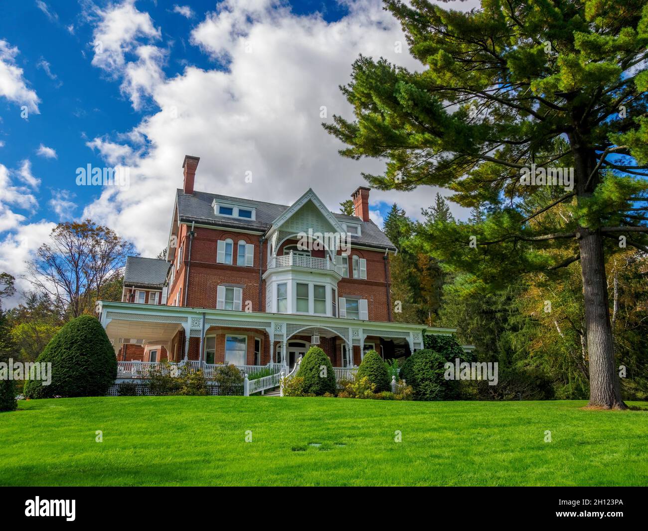 Mansion al Marsh-Billings-Rockefeller National Historical Park, Woodstock, Vermont, USA Foto Stock
