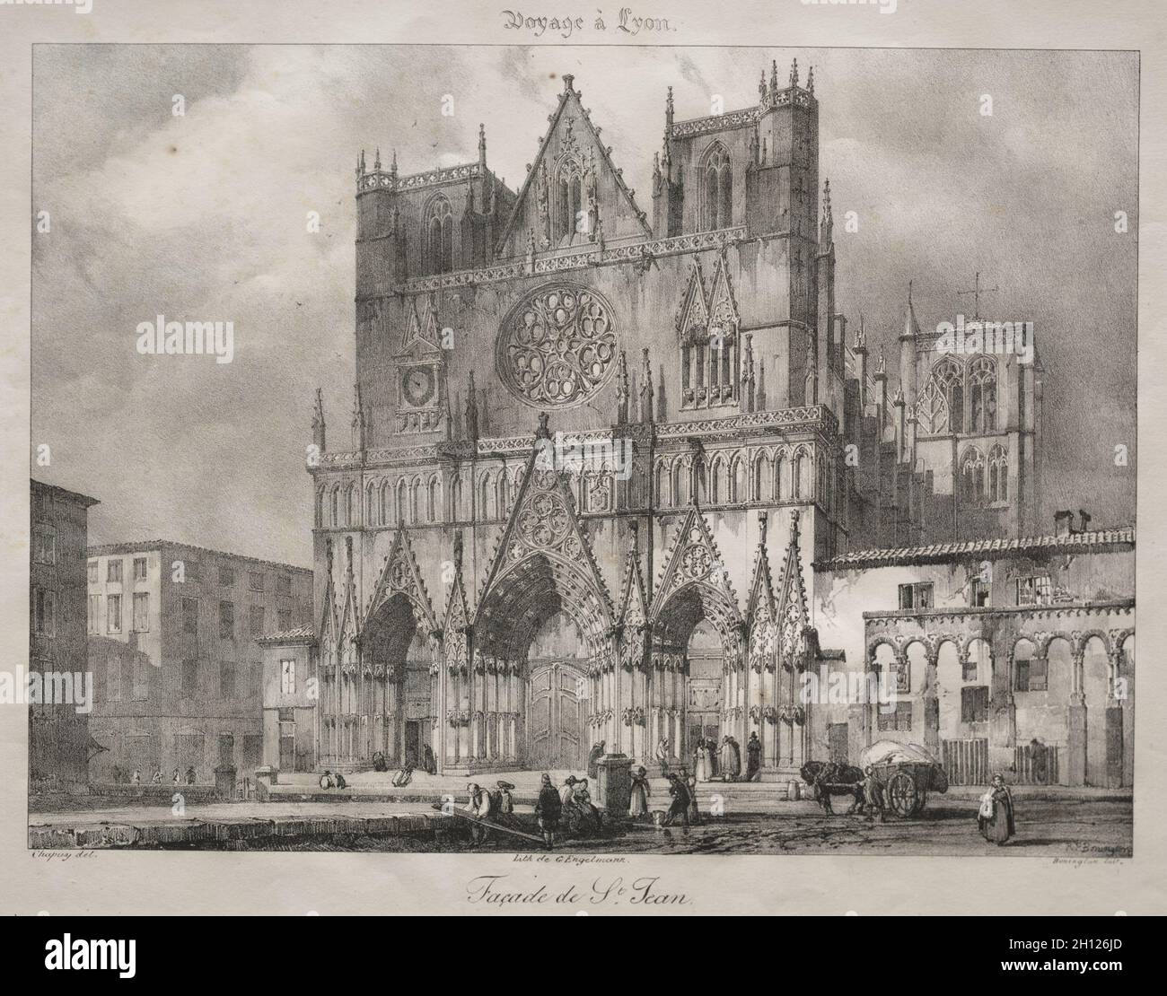 Chiesa di San Giovanni, Lione, c.. 1825. Nicolas-Marie-Joseph Chapuy (francese, 1790-1858). Litografia; Foto Stock