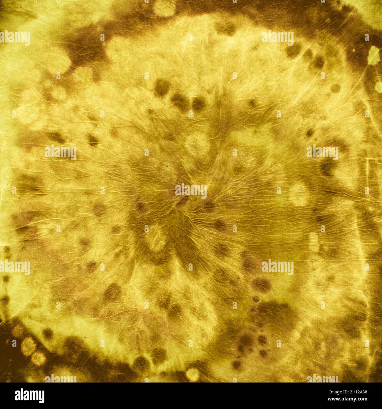 Tie Dye Spiral background. Stampa Gold Batik. Foto Stock