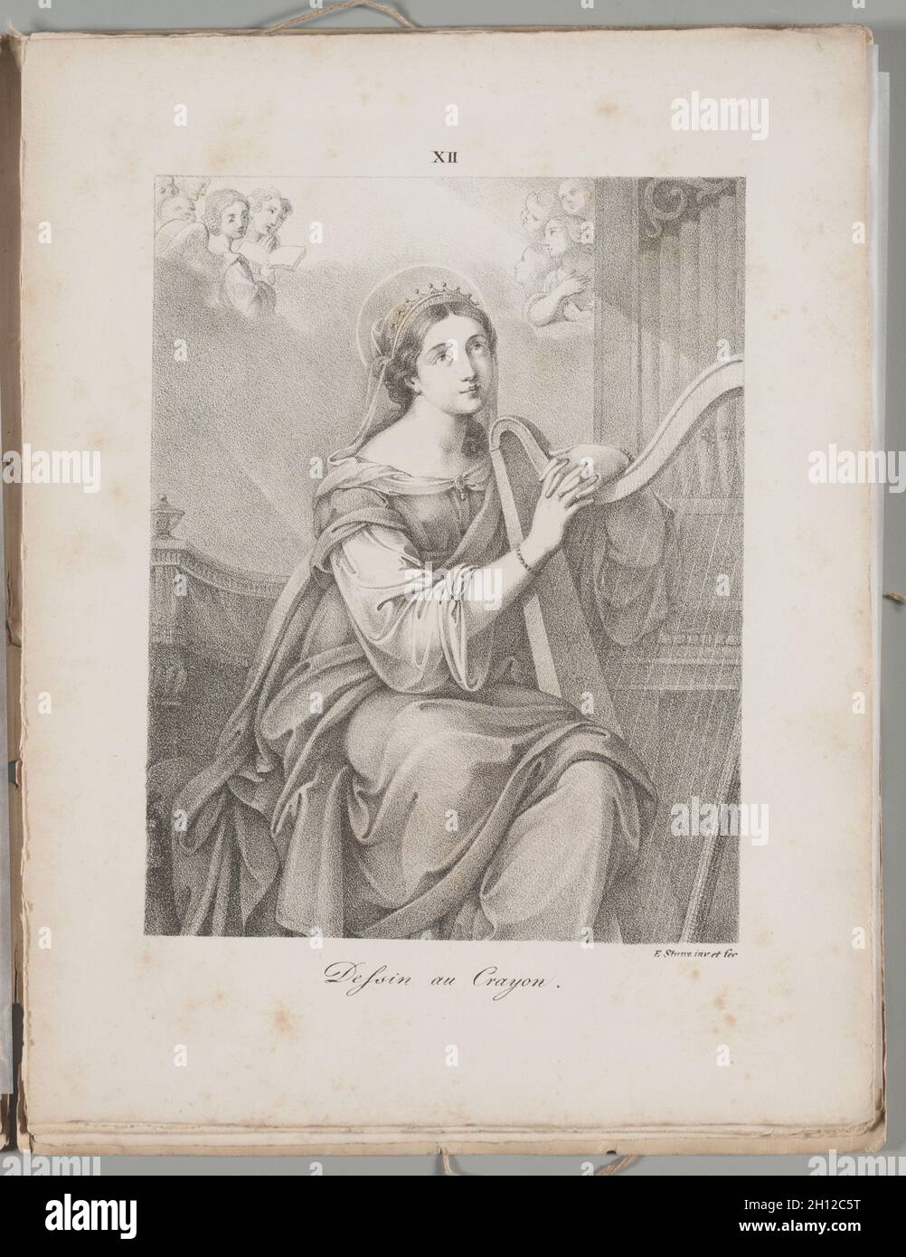 Arte del litografo: Santa Cecelia, targa XII , 1819. Alois Senefelder (tedesco, 1771-1834). Litografia; foglio: 30.3 x 23.6 cm (11 15/16 x 9 5/16 pollici); immagine: 21.1 x 16.3 cm (8 5/16 x 6 7/16 pollici). Foto Stock