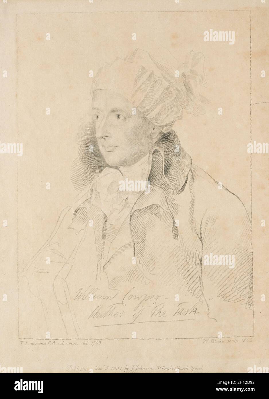 William Cowper, 1802. William Blake (britannico, 1757-1827). Incisione; Foto Stock