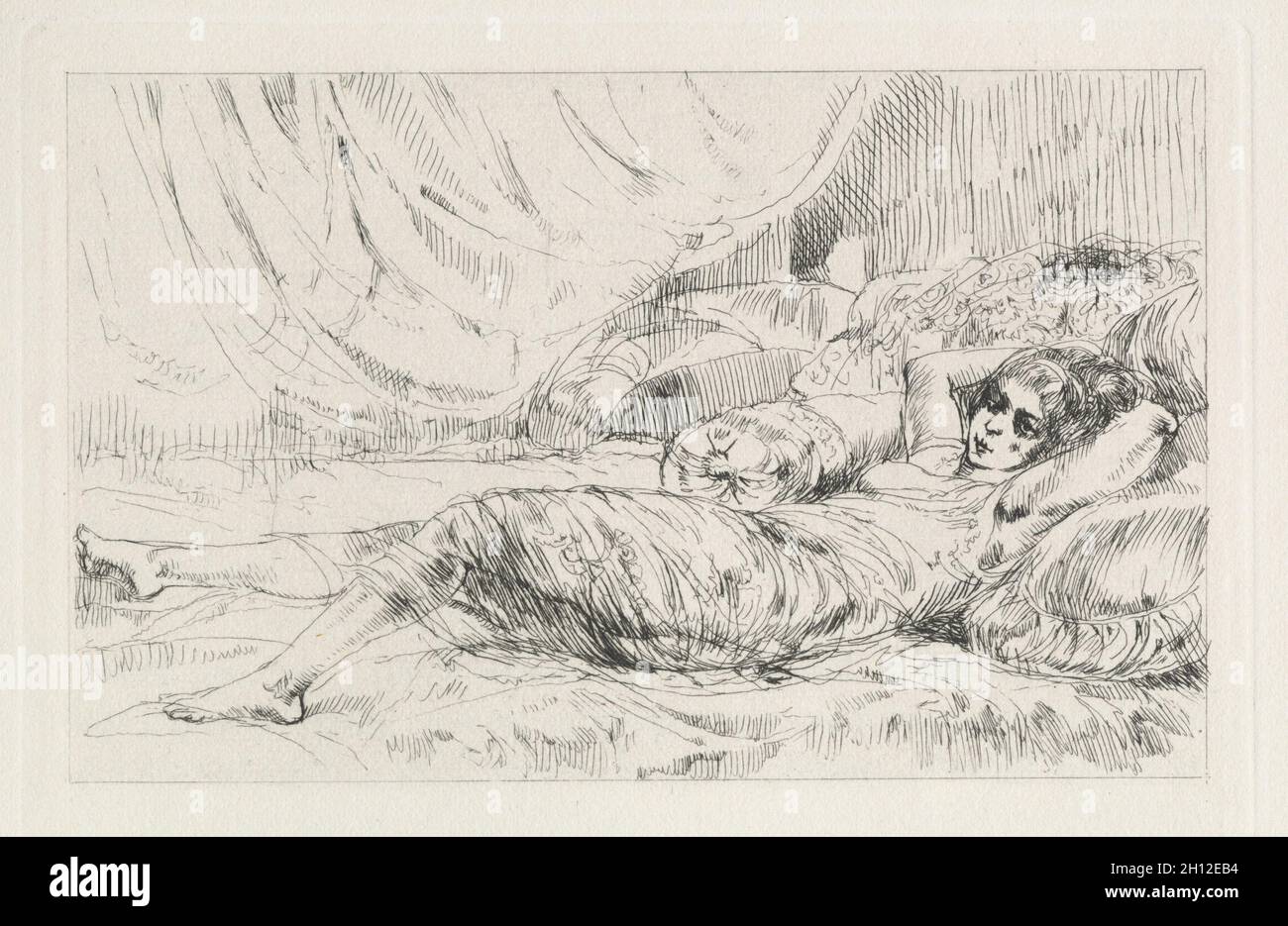 Le Drageoir aux épices di J. K. Huysmans: Pag. 81, 1929. Auguste Brouet (francese, 1872-1941), J.K. Huysmans (francese). Libro contenente 54 incisioni; totale: 28.7 x 23.3 x 4.5 cm (11 5/16 x 9 3/16 x 1 3/4 pollici). Foto Stock