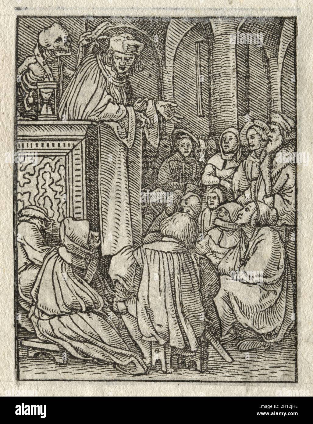 La Danza della morte: Il predicatore; il sacerdote, c. 1526. Hans Holbein (tedesco, 1497/98-1543). Taglio del legno; Foto Stock