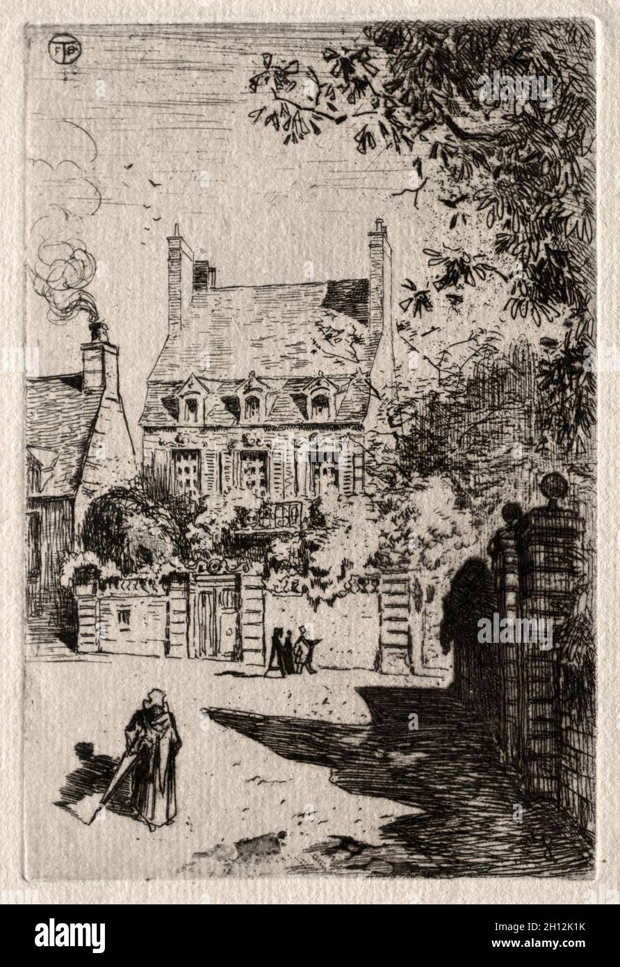 In provincia: la casa di Orléans, c. 1875. Félix Hilaire Buhot (Francese, 1847-1898). Incisione; foglio: 31 x 22,2 cm (12 3/16 x 8 3/4 in.); platemark: 13,3 x 8,9 cm (5 1/4 x 3 1/2 in.). Foto Stock
