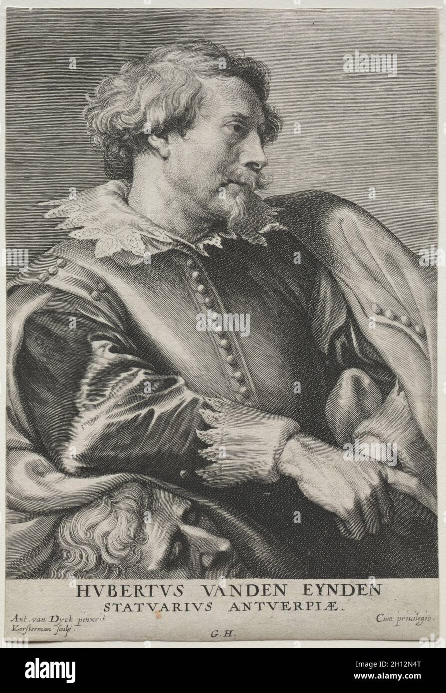 Ritratto di Hubert van den Eyden. Lucas Emil Vorsterman (Fiammingo, 1595-1675), dopo Anthony van Dyck (Fiammingo, 1599-1641). Incisione e incisione; Foto Stock