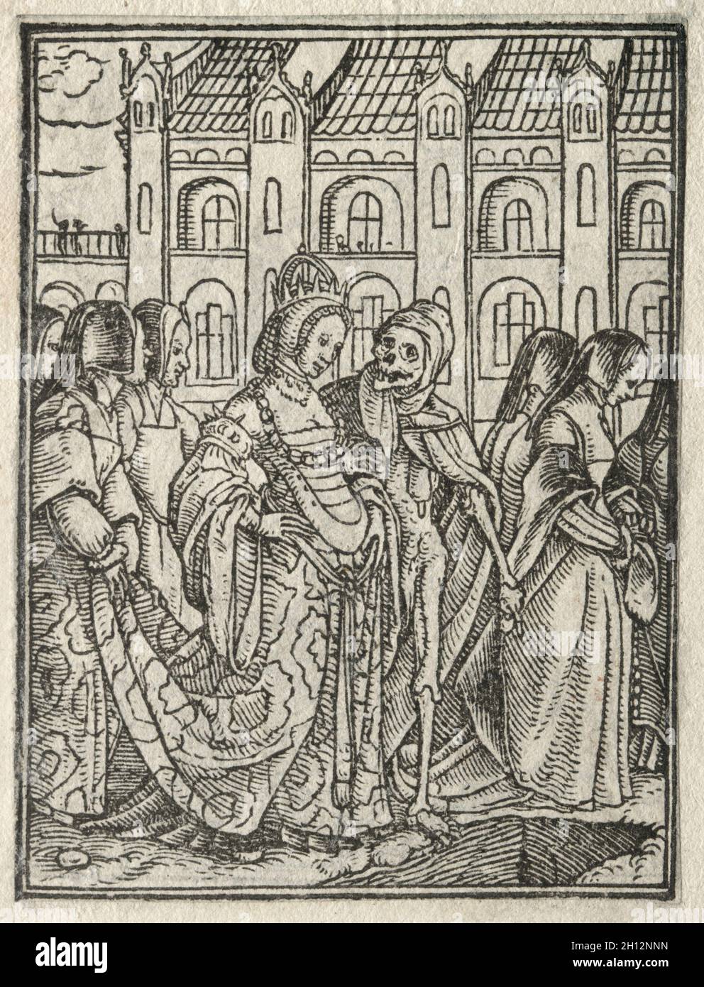 La danza della morte: Il cardinale; l'imperatrice, c.. 1526. Hans Holbein (tedesco, 1497/98-1543). Taglio del legno; Foto Stock