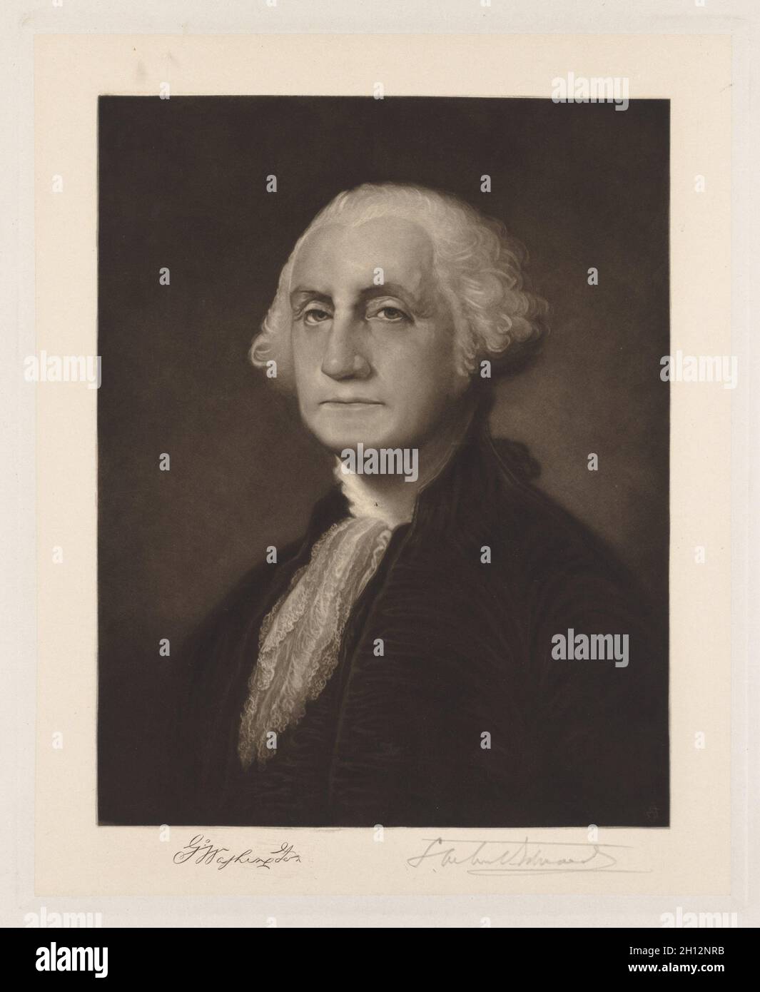 George Washington, c.. 1880-1923. Samuel Arlent-Edwards (americano, 1862-1938), dopo Gilbert Stuart (americano, 1755-1828). Mezzotinta; Foto Stock