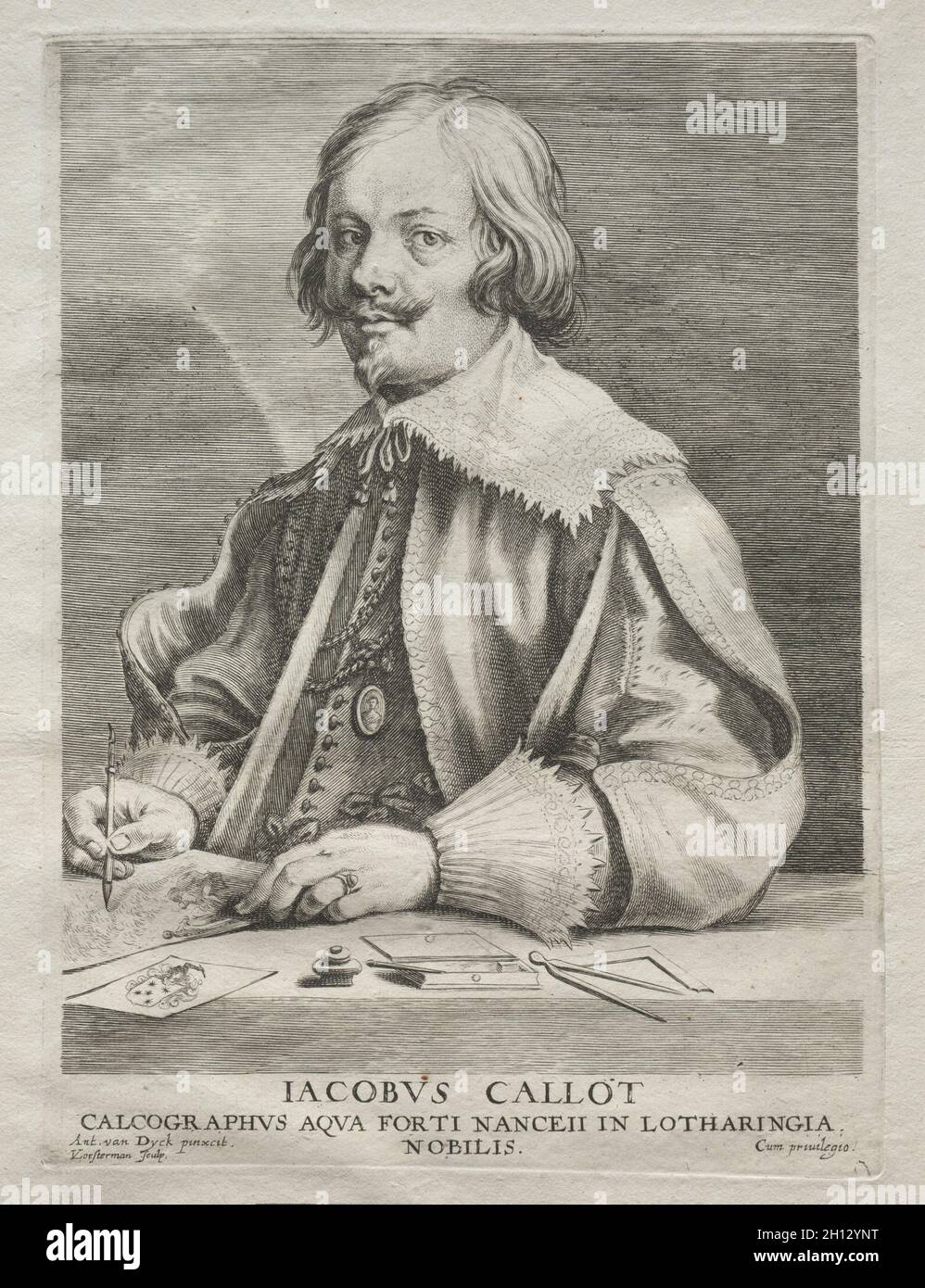 Jacques Callot. Lucas Emil Vorsterman (Fiammingo, 1595-1675). Incisione; Foto Stock