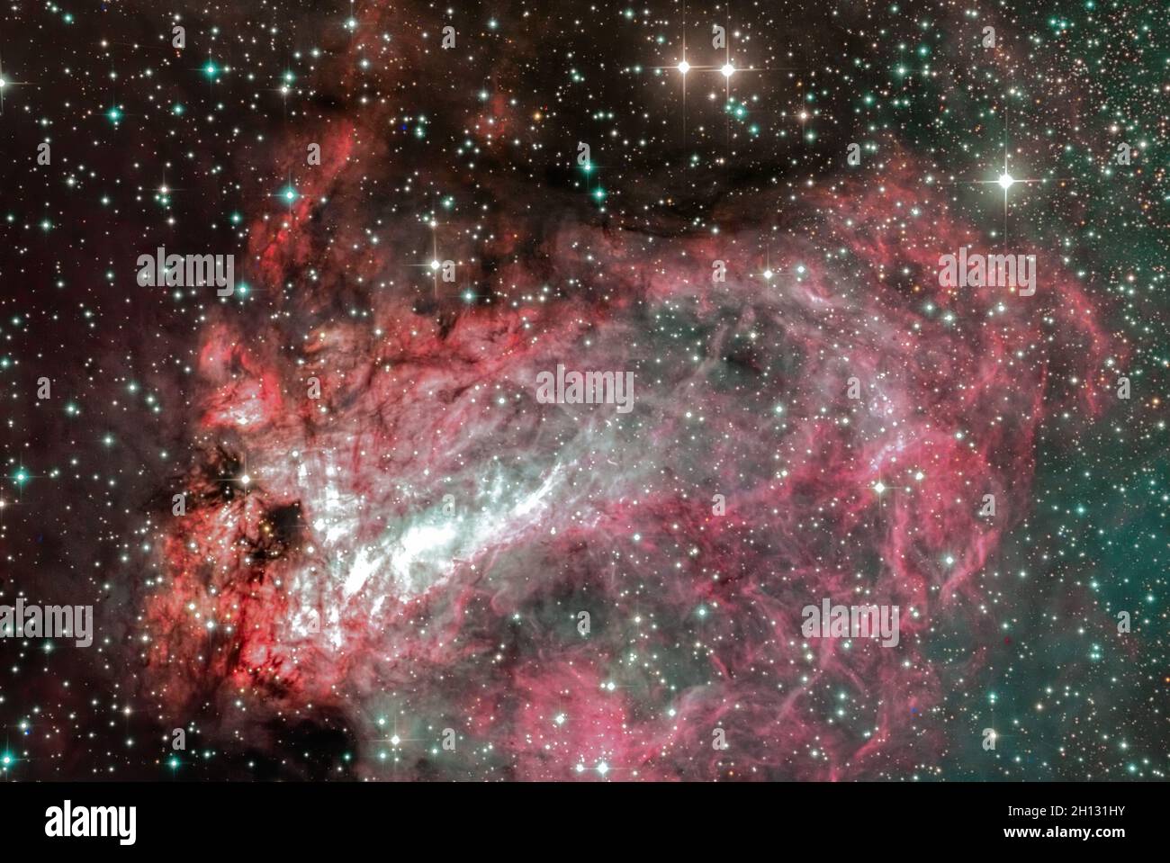 La Nebula Omega, conosciuta anche come Nebula cigno, è una regione H II della costellazione del Sagittario. Foto Stock