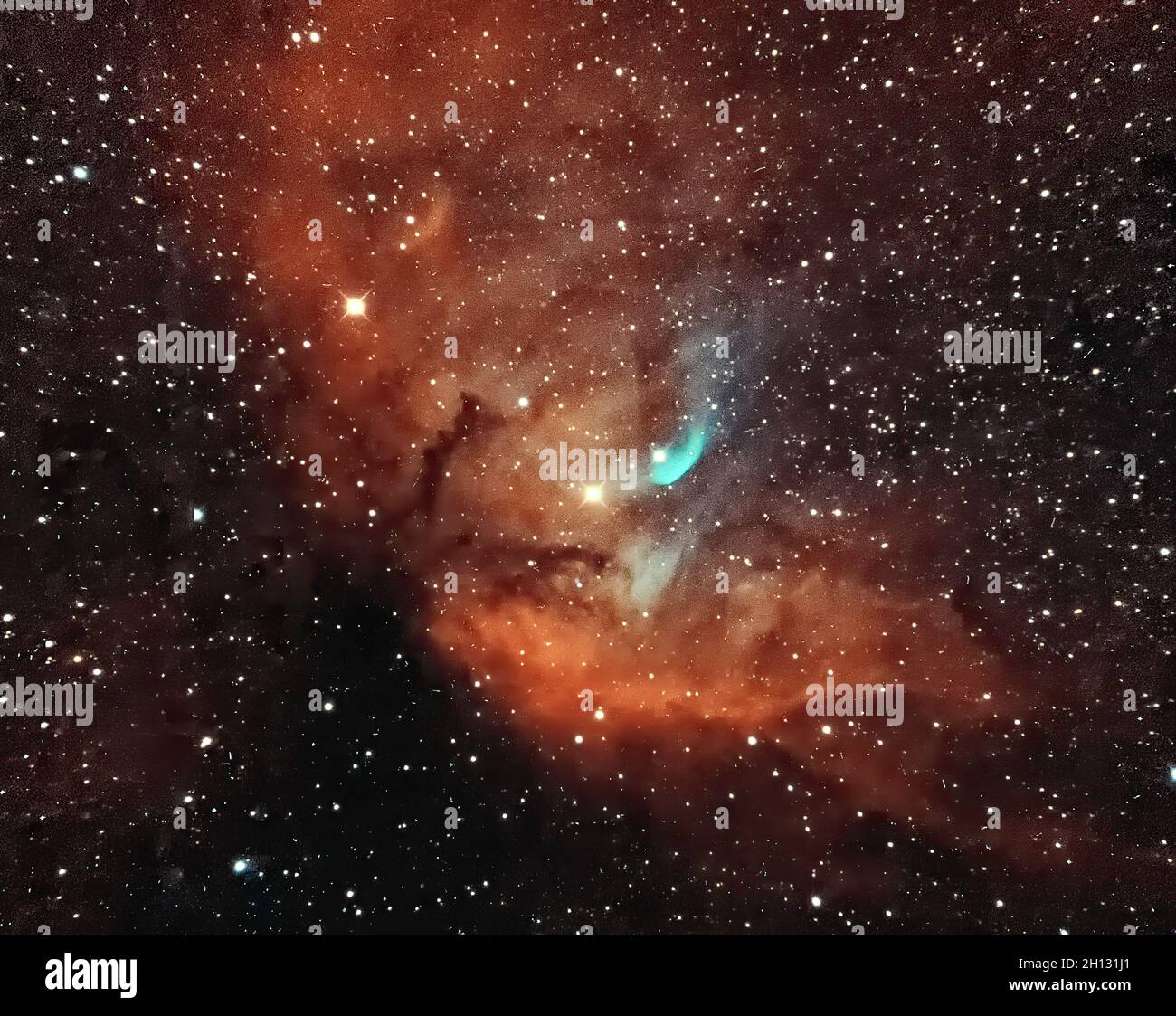 Il Tulip Nebula (SH2-101) è una nebulosa a emissione di regione H II situata nella costellazione di Cygnus. Foto Stock