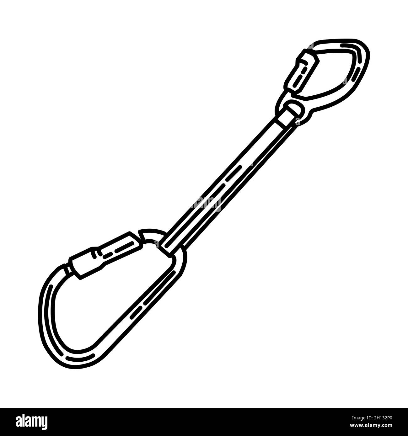 Prolunga con gancio a scala parte di Accessori per pompieri e attrezzatura dispositivo disegnati a mano set di icone Vector. Illustrazione Vettoriale