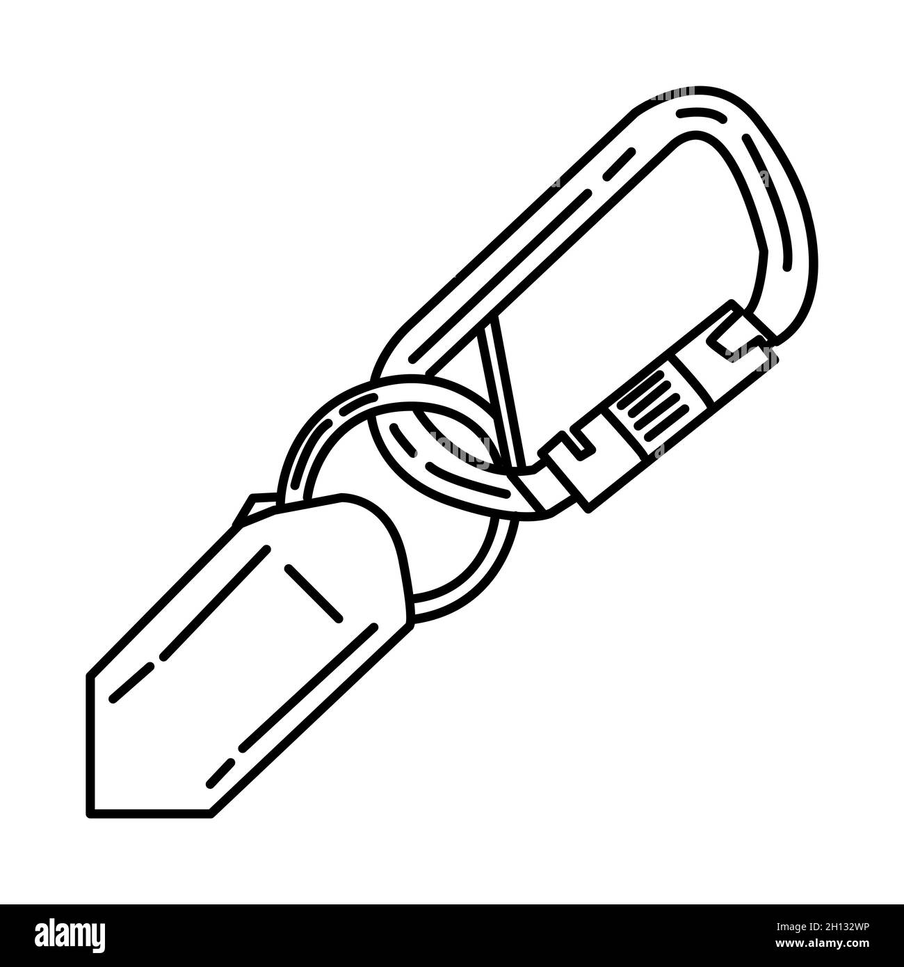 Ladder Strap parte di Firefighter Accessori e attrezzatura dispositivo disegno a mano icona Set Vector. Illustrazione Vettoriale