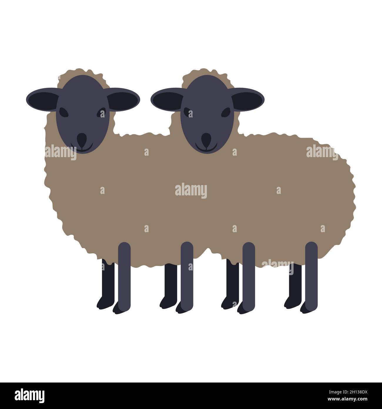 Due pecore nere isolate Illustrazione Vettoriale