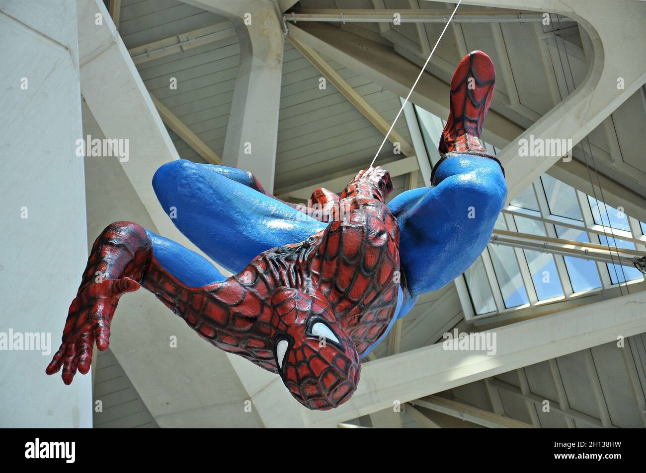 Mostra di supereroi in fumetti al Museo della Scienza Principe Felipe di Valencia, Comunità Valenciana, Spagna Foto Stock