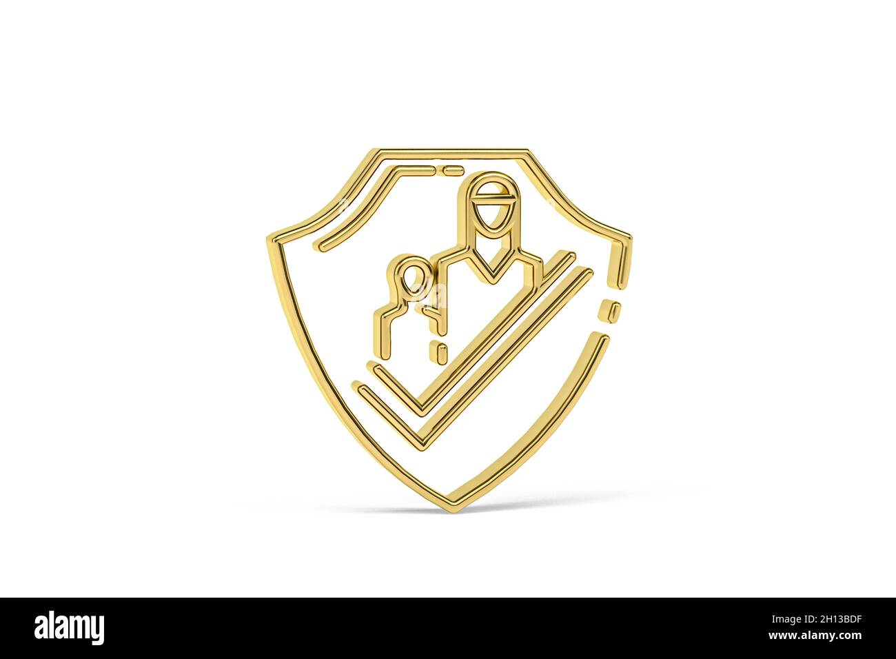 Icona Golden 3D rifugiati isolata su sfondo bianco - rendering 3D Foto Stock