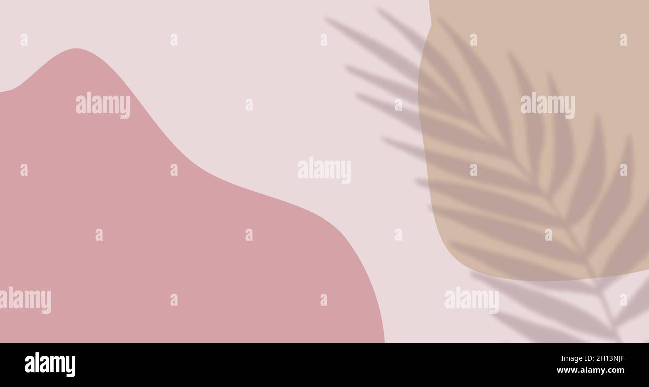 Immagine del disegno di faccia in contorno nero contro foglia in movimento su sfondo rosa pastello Foto Stock