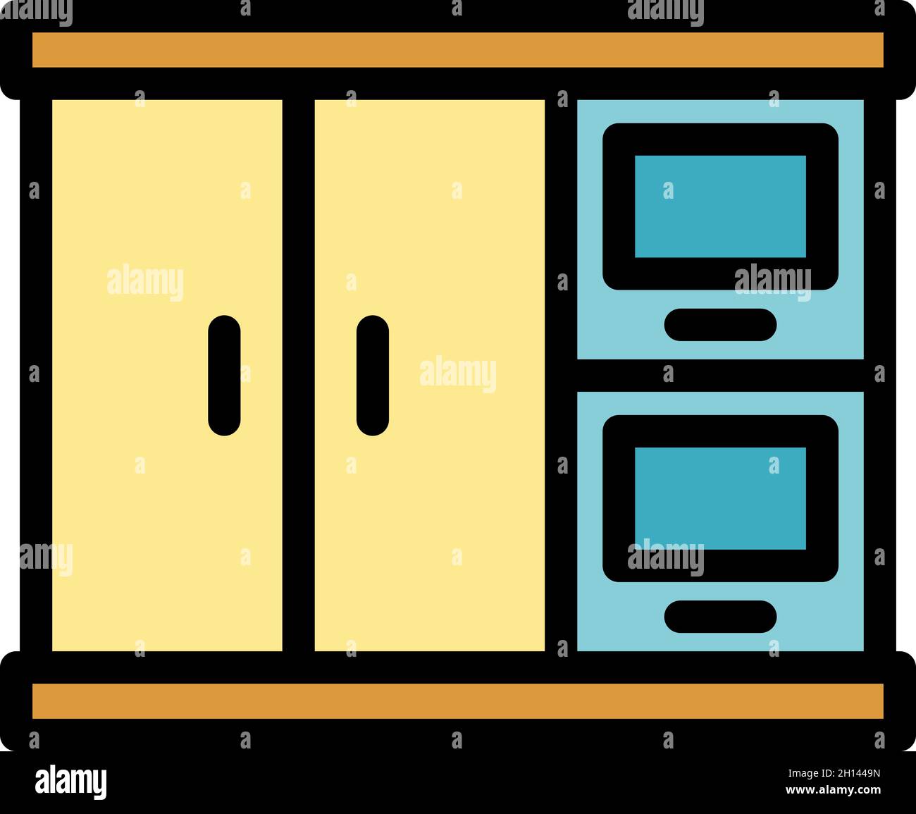 Icona del mobile della cucina interna. Profilo interno armadio cucina vettore icona colore piatto isolato Illustrazione Vettoriale