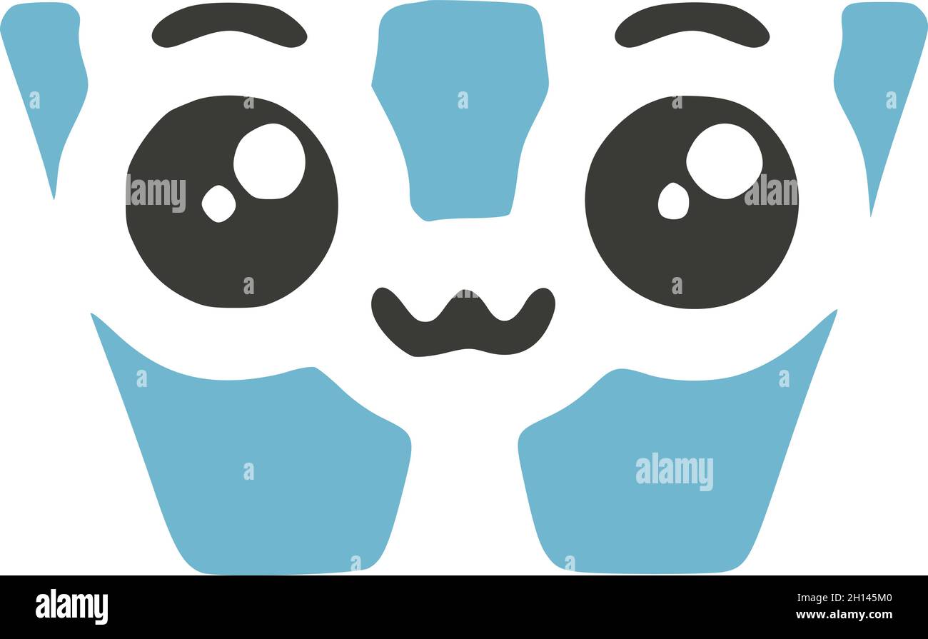 Lettera W carino kawaii personaggio, divertente emoticon vettore clip art. Illustrazione Vettoriale