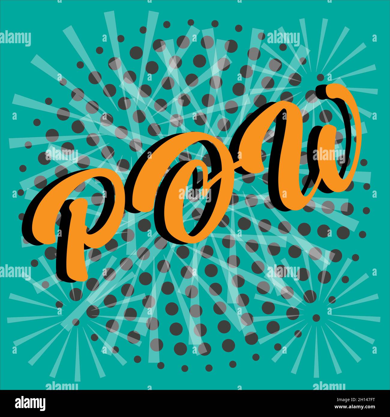 POW Comic Lettering Vector illustrazione cartoon in stile retrò pop art su sfondo halftone Illustrazione Vettoriale