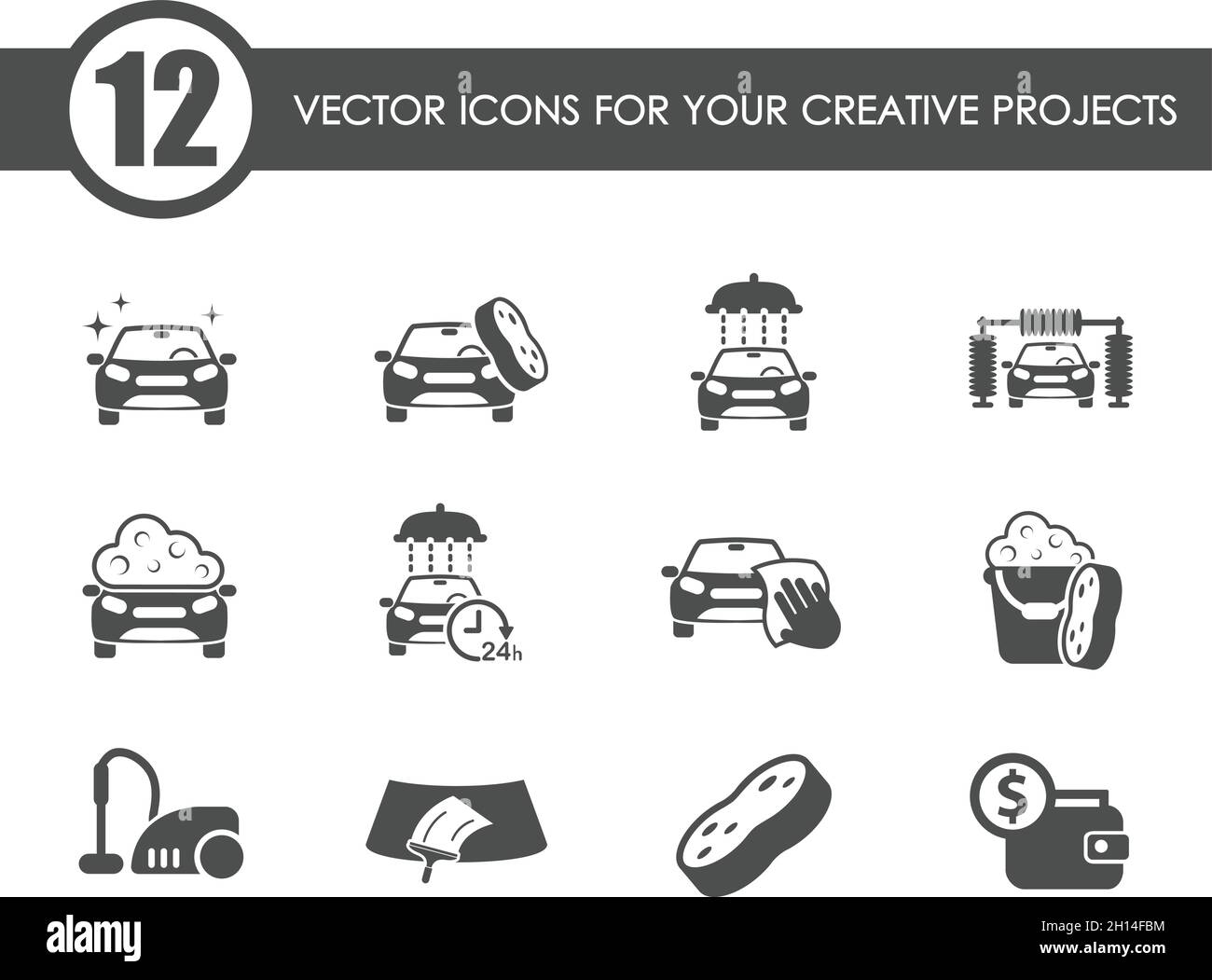 icone del vettore di lavaggio auto Illustrazione Vettoriale