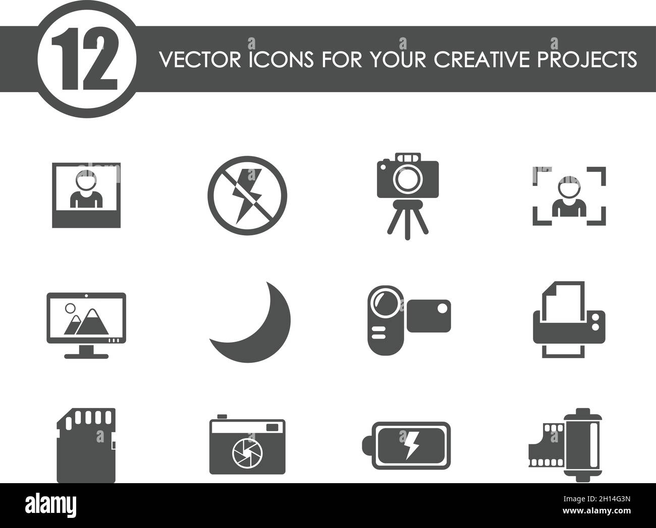 icone vettoriali fotografiche Illustrazione Vettoriale