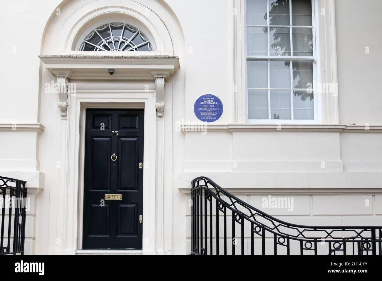 Casa di Alfonso Lopez Pumarejo Presidente della Repubblica di Columbia, 33 Wilton Crescent, Londra, Inghilterra, 2021 Foto Stock