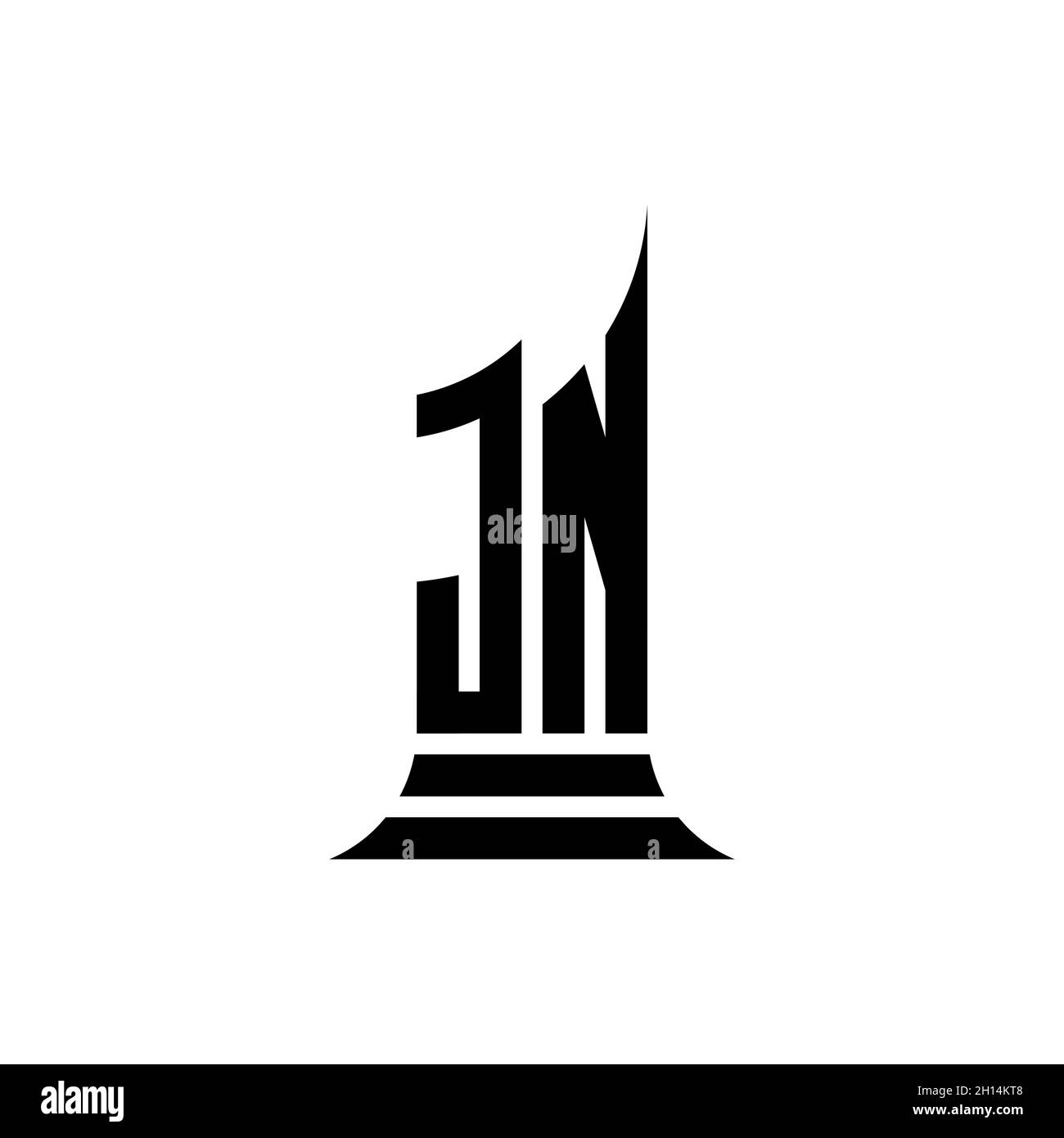 JN lettera di logo monogramma con design di stile edificio isolato su sfondo bianco, proprietà immobiliare, architech logo lettera edificio. Illustrazione Vettoriale