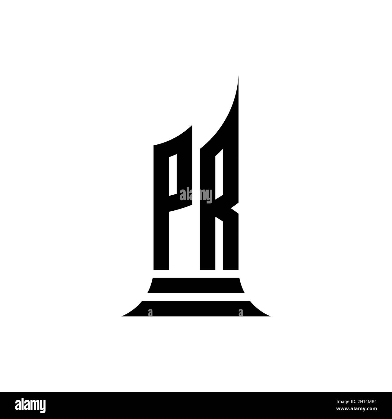 Lettera del logo del monogramma del fotoricettore con disegno di stile di forma della costruzione isolato su sfondo bianco, proprietà del bene immobile, costruzione della lettera del logo dell'architech. Illustrazione Vettoriale