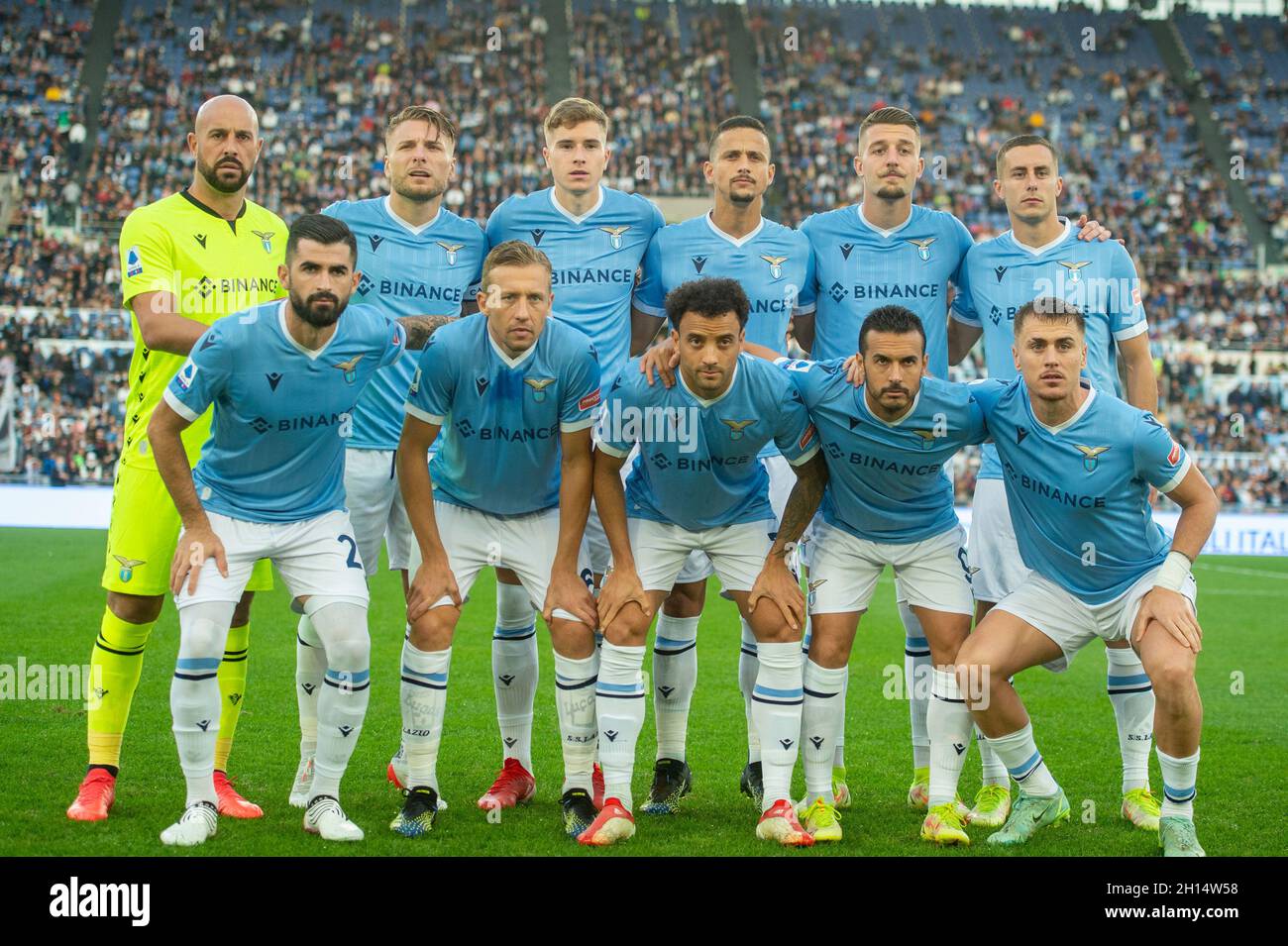 La squadra del Lazio durante il Campionato Italiano di Calcio una partita del 2021/2022 tra SS Lazio e FC Internazionale allo Stadio Olimpico di Roma il 2021 settembre. Foto Stock