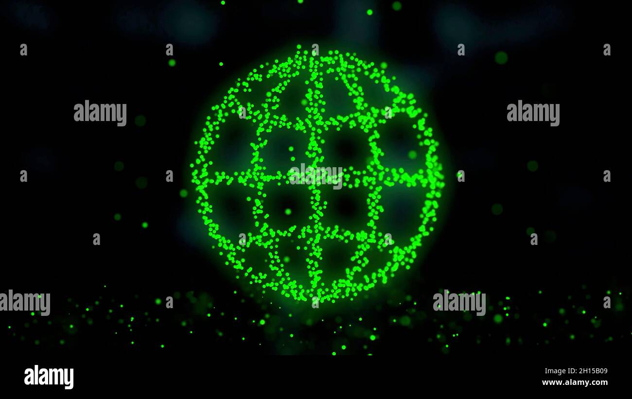 Animazione di rete plessus da Internet simbolo su sfondo colorato con flusso di particelle plessus. Firma Internet. Loop senza cuciture. Foto Stock