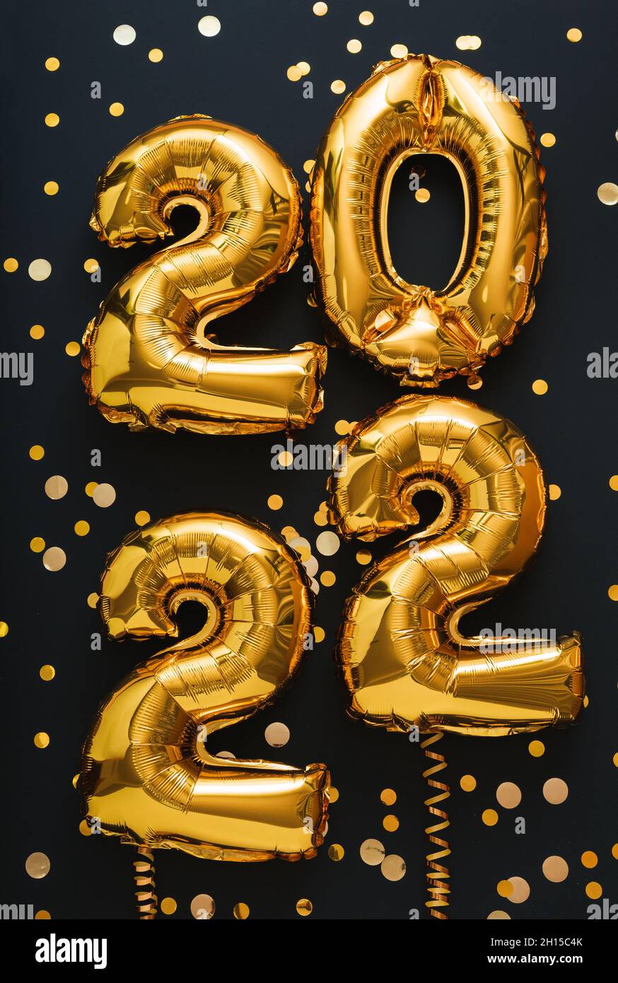 6 palloncini Happy New Year nero e oro