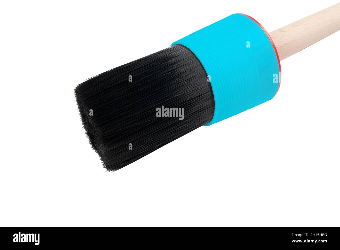 Spazzola blu per lavaggio auto isolata su sfondo bianco. Spazzola per la pulizia degli interni dell'auto. Accessori per dettagli auto. Foto Stock