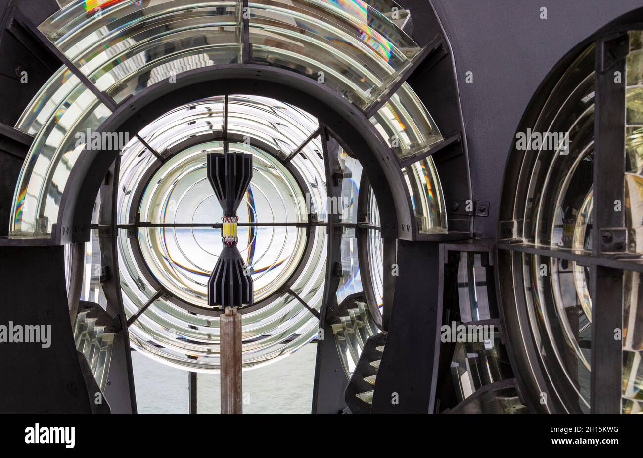 Baily Lighthouse Optic, Howth, County Dublin, Irlanda Foto Stock