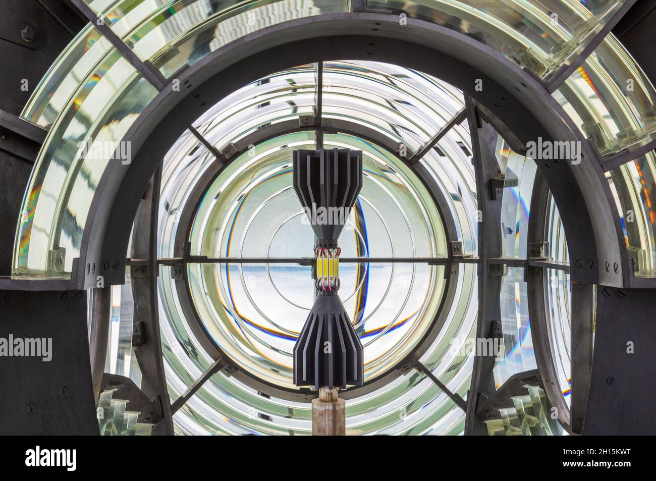 Baily Lighthouse Optic, Howth, County Dublin, Irlanda Foto Stock