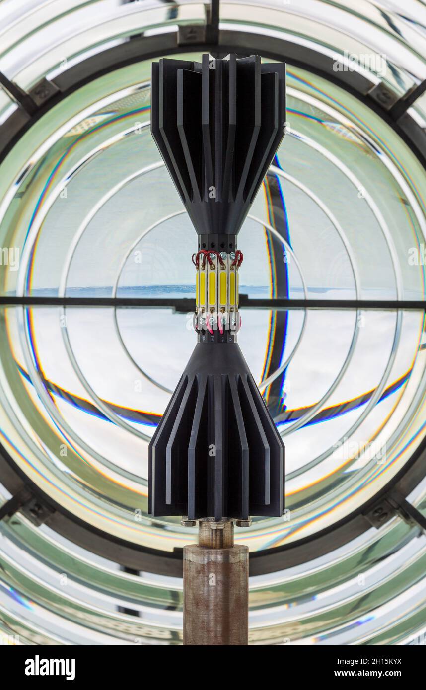 Baily Lighthouse Optic, Howth, County Dublin, Irlanda Foto Stock