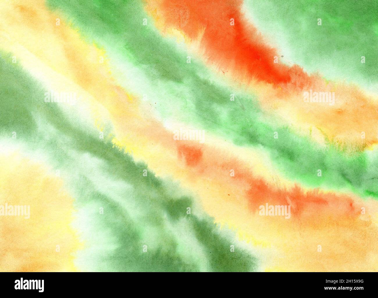 Mesh gradiente giallo-verde. Sfondo astratto di pittura ad acquerello. Tavolozza di colori caramelle. Astrazione dei colori sfocata. Sfondo arcobaleno. Disegnato a mano Foto Stock