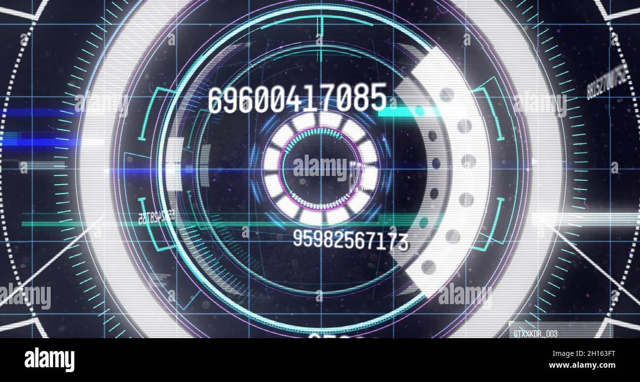 Immagine della modifica dei numeri e dell'elaborazione dei dati sulla scansione dell'ambito Foto Stock