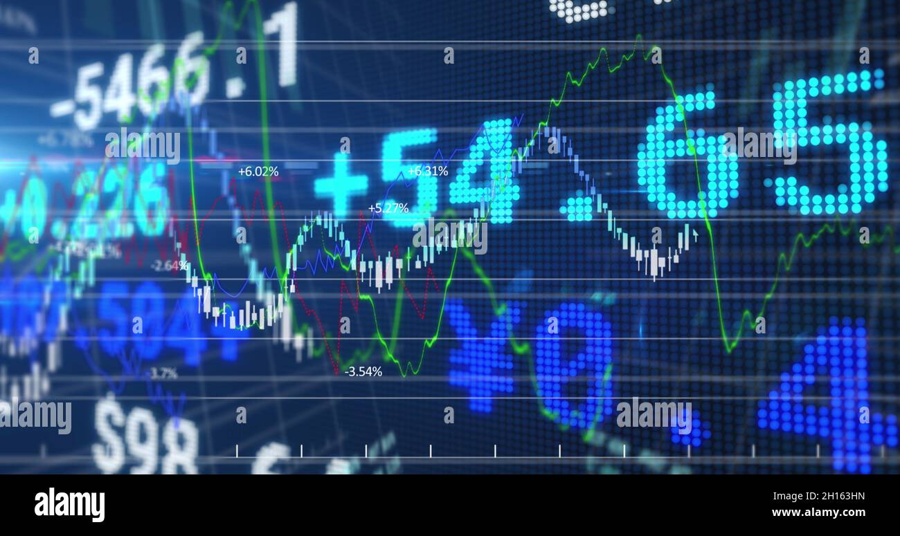 Immagine delle statistiche e dell'elaborazione dei dati finanziari Foto Stock