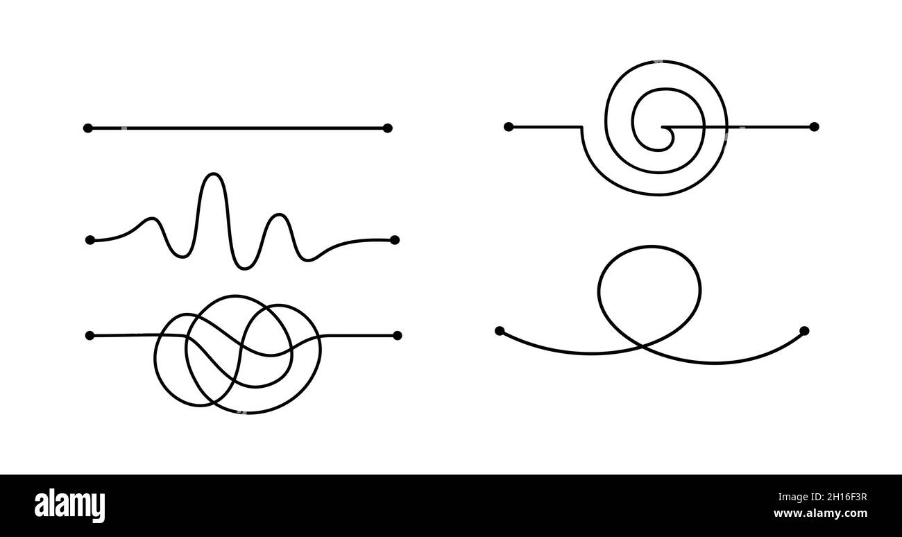 Diverse linee di percorso tracciate a mano. Concetto di ricerca di soluzioni aziendali. Modo per risolvere il problema. Elementi di progettazione vettoriale per infografica sui trend. Illustrazione Vettoriale
