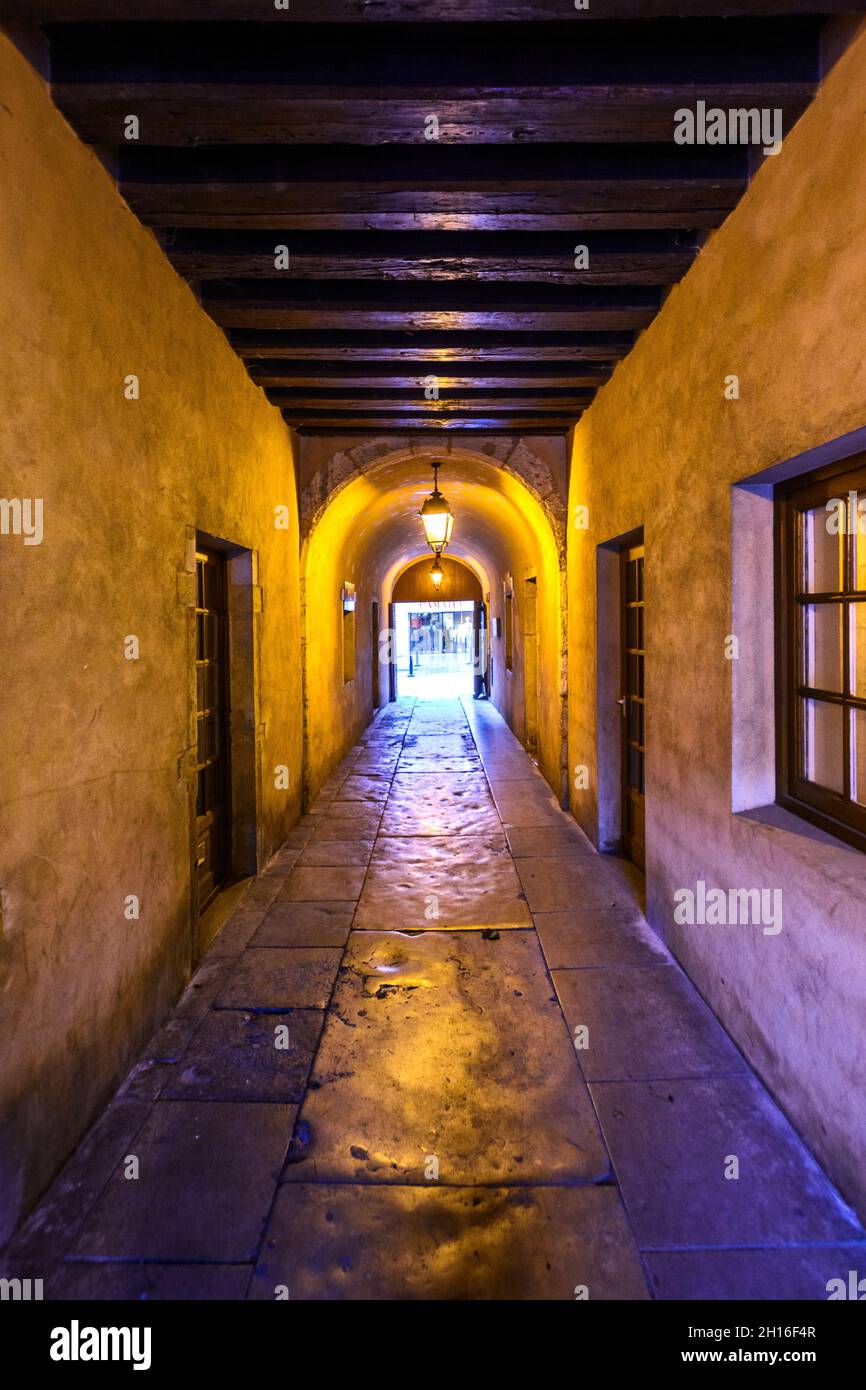 Passage de l'Ancien Hôtel de Ville, Villefranche sur Saone Foto Stock