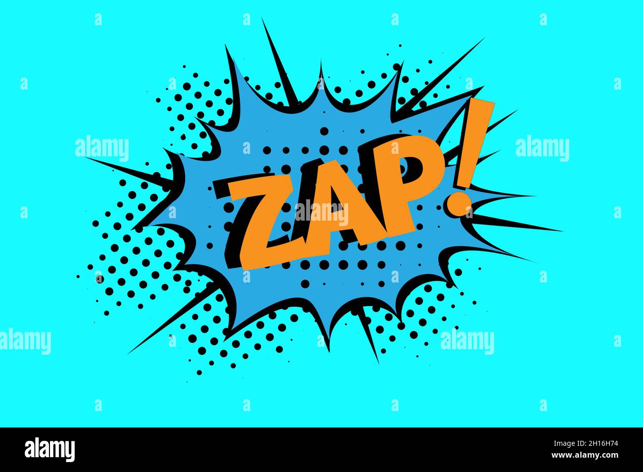 ZAP Comic Lettering Vector illustrazione cartoon in stile retrò pop art su sfondo halftone Illustrazione Vettoriale