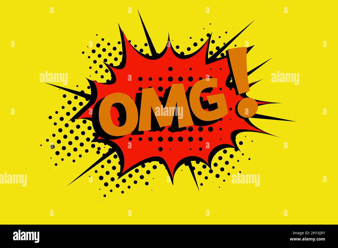 OMG Comic Lettering Vector illustrazione cartoon in stile retrò pop art su sfondo halftone Illustrazione Vettoriale