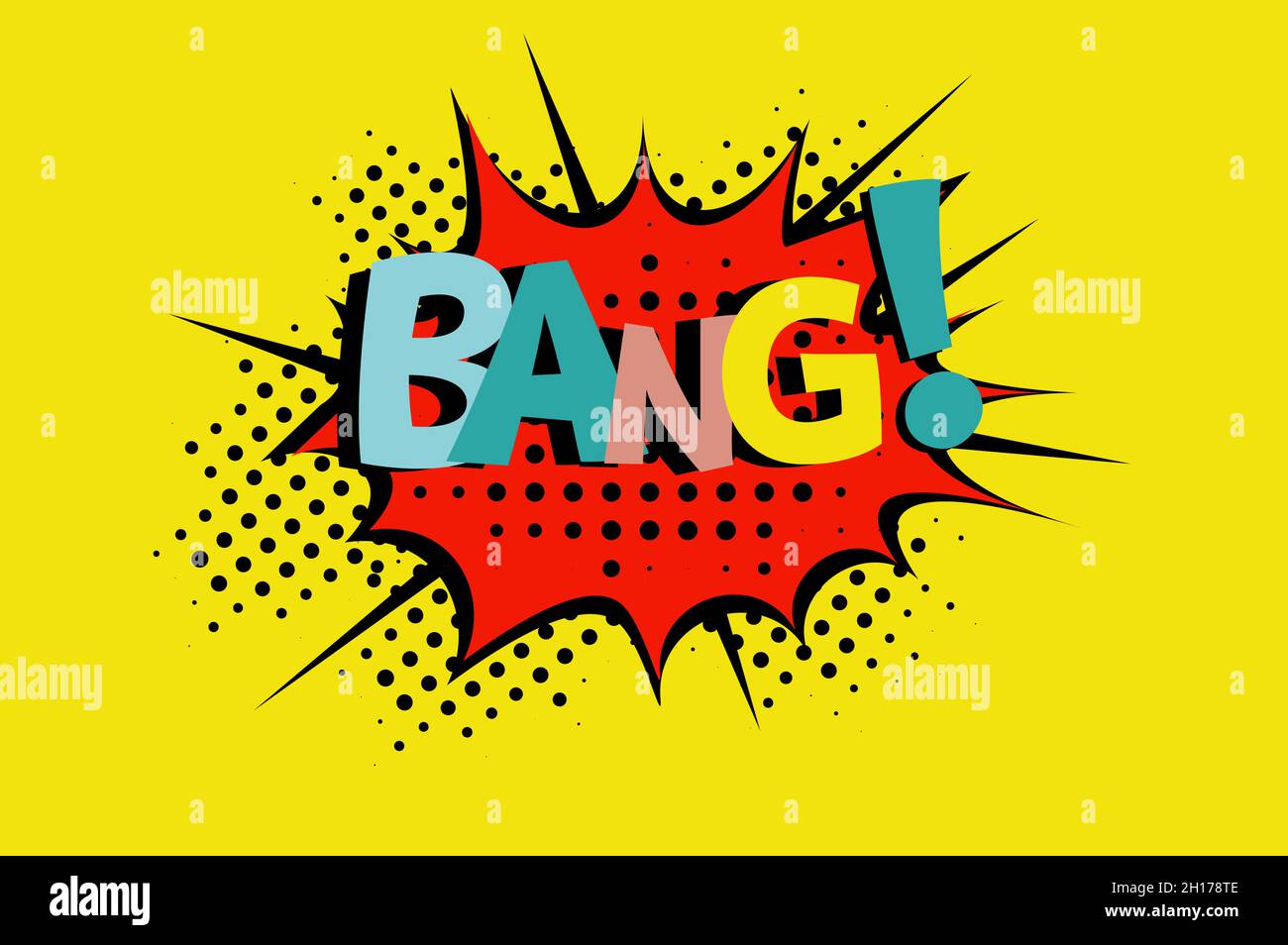 Bang! Fumetti illustrazione di un fumetto Vector in stile retrò pop art su sfondo halftone Illustrazione Vettoriale