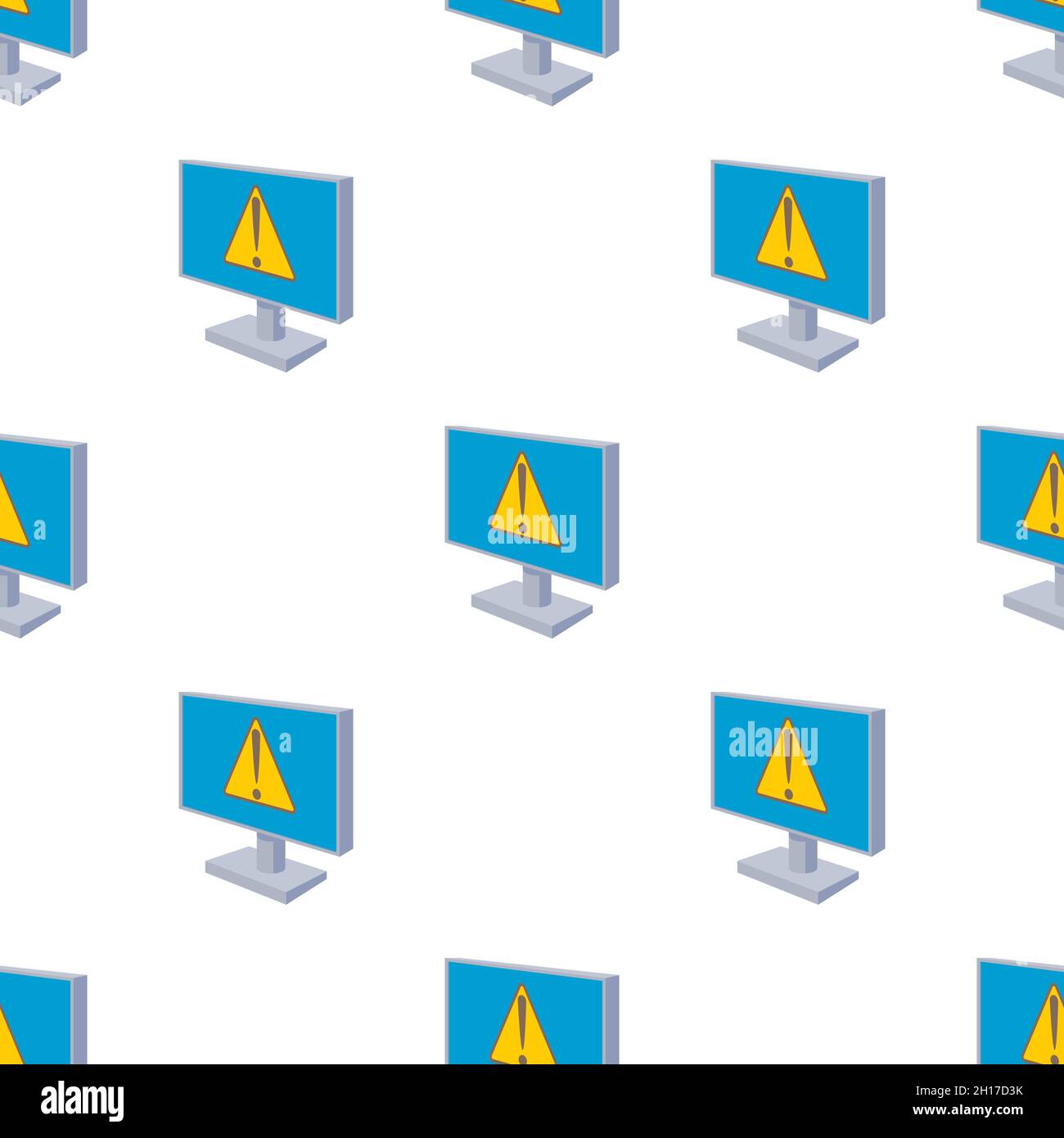 Monitor del computer con un motivo di segnale di avvertimento texture di sfondo uniforme ripetizione sfondo geometrico vettore Illustrazione Vettoriale