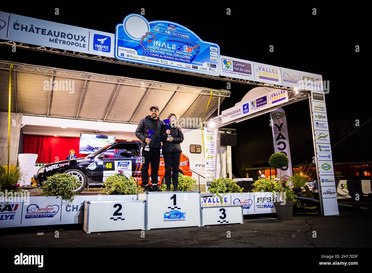 Podio A7/K, SURIN Ludovic, SURIN Eloise, Citroën ZX KIT AUTO FA7K, ritratto durante la finale Coupe de France des Rallyes 2021 Châteauroux Métropole Centre Val-de-Loire, da ottobre 15 a 16 a Châteauroux, Francia - Foto Bastien Roux / DPPI Foto Stock