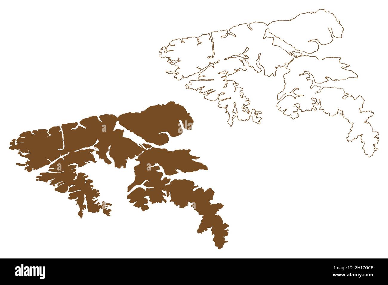 Hoste Island (Repubblica del Cile, Sud e America Latina, Arcipelago Tierra del Fuego) mappa vettore illustrazione, schizza mappa Isla Hoste mappa Illustrazione Vettoriale