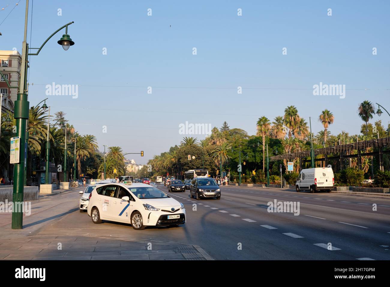 Plaza de la Marina, Paseo del Parque, Malaga, Andalusia, Spagna. Foto Stock