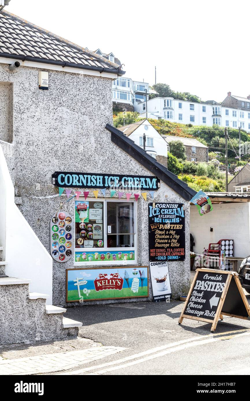 Cornish Ice Cream Shop a Sennen, Cornovaglia, Regno Unito Foto Stock